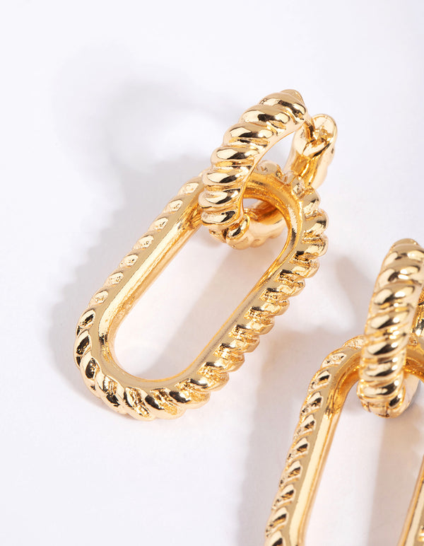 Gold Plated Oval Link Drop Earrings