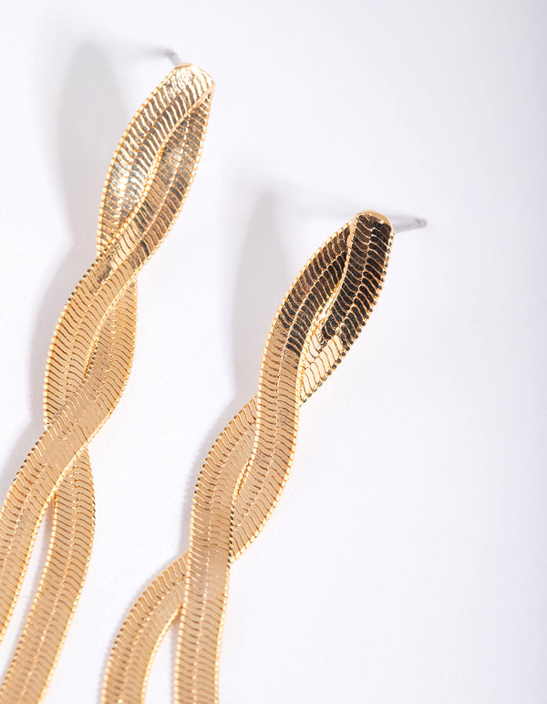 Gold Plated Snake Chain Drop Earrings