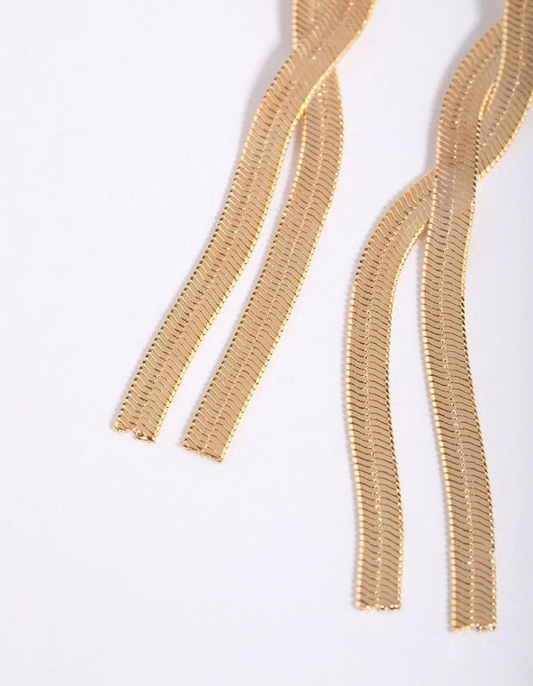 Gold Plated Snake Chain Drop Earrings