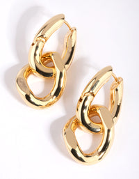 Gold Plated Link Drop Earrings - link has visual effect only