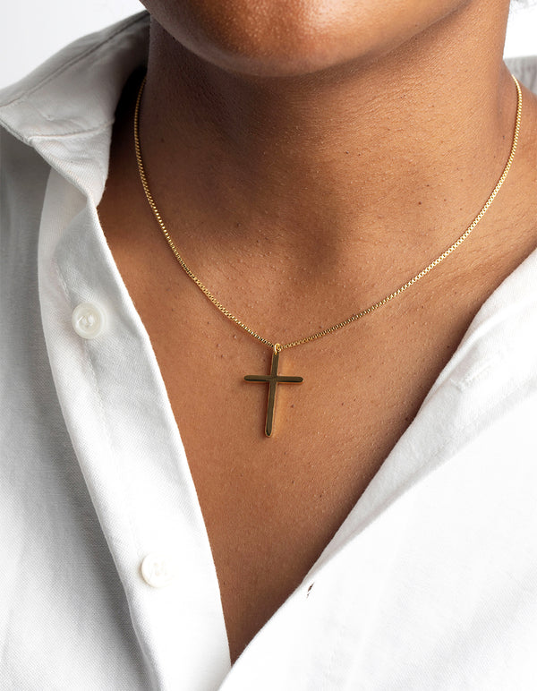 Gold Plated Stainless Steel Cross Necklace