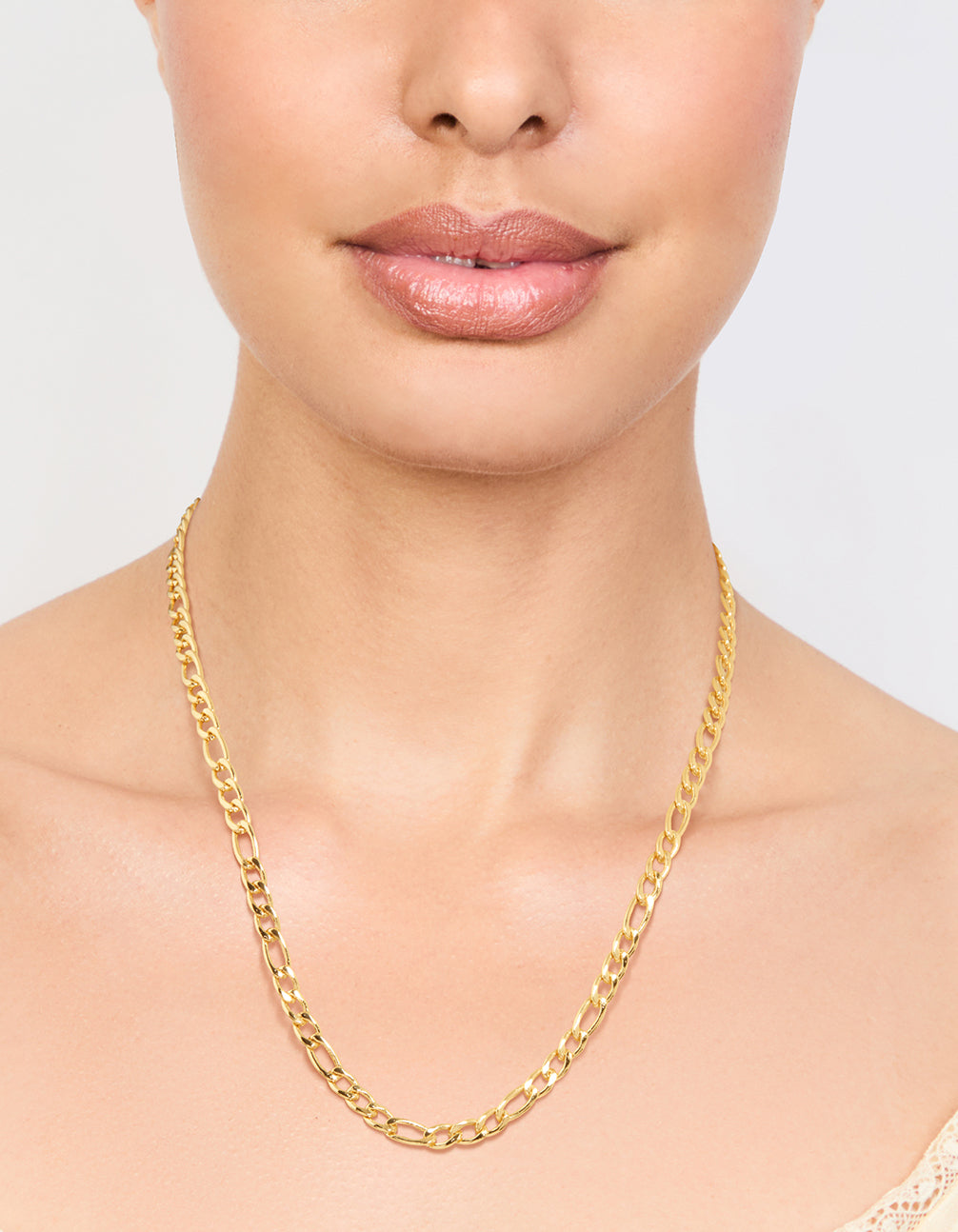 Waterproof Gold Plated Stainless Steel Figaro Necklace