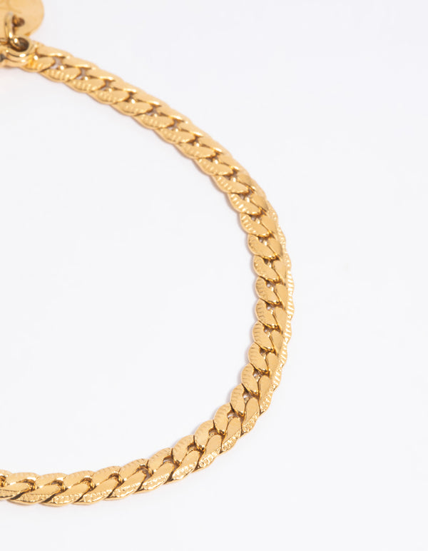 Gold Plated Stainless Steel Flat Chain Bracelet