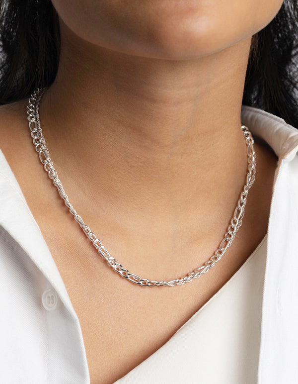 Silver Figaro Layered Necklace