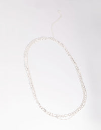 Silver Figaro Layered Necklace - link has visual effect only