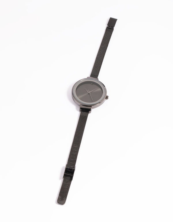Matte Black Mesh Strap Watch