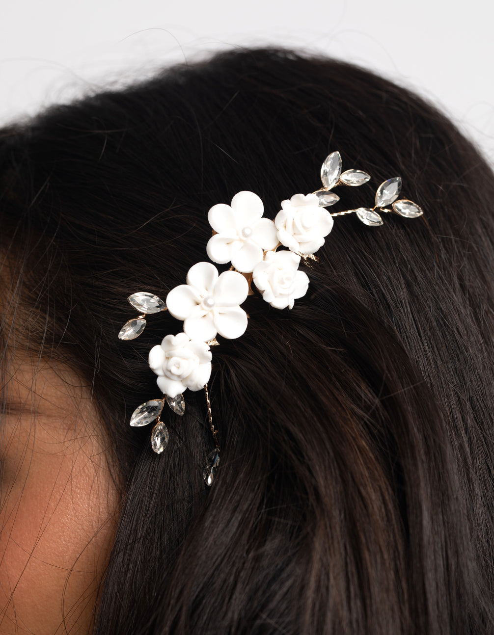 White Flower Hair Comb