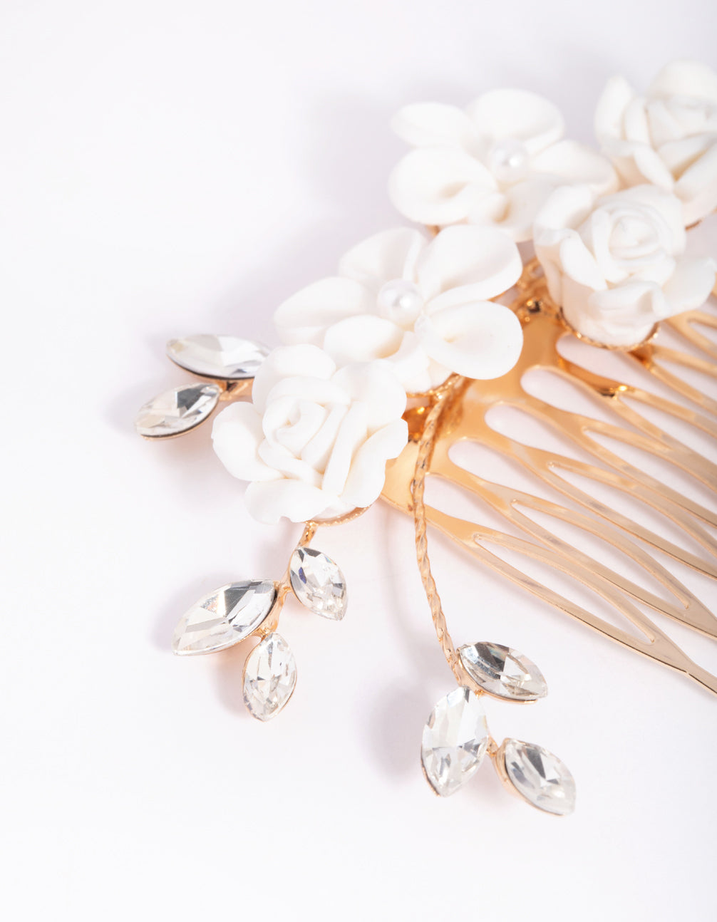 White Flower Hair Comb