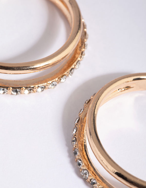 Gold Diamante Double Hoop Earrings