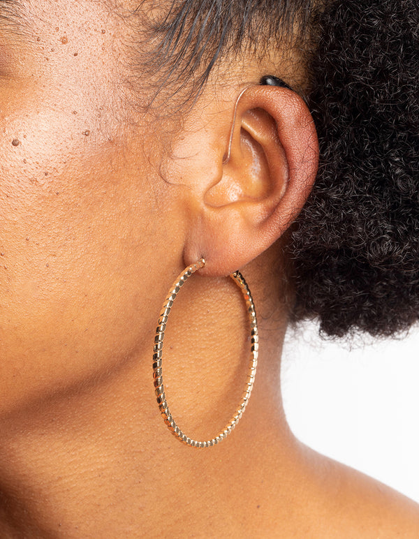 Gold Textured Hoop Earrings