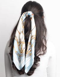 Blue Link Print Scarf - link has visual effect only