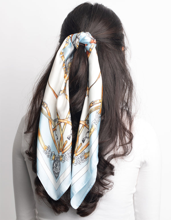 Blue Link Print Scarf