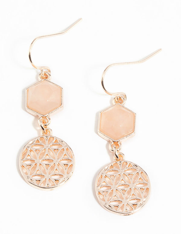 Rose Gold Quartz Drop Earrings