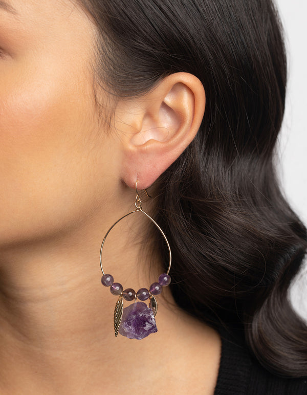 Gold Amethyst Drop Earrings