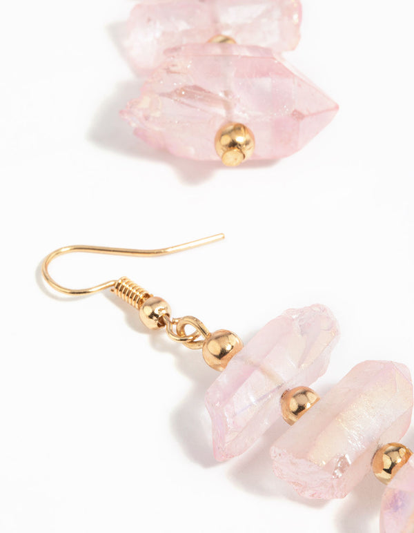 Gold Quartz Iridescent Drop Earrings