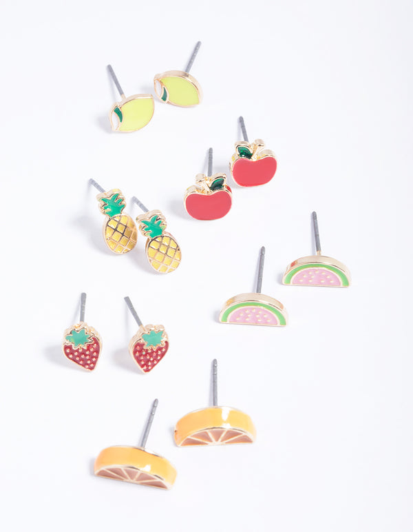 Kids Fruit Salad Stud Earring 6-Pack