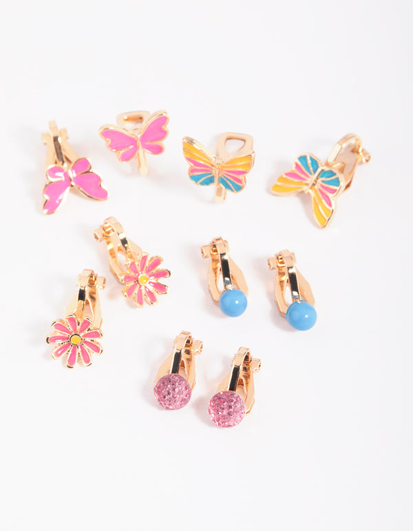 Kids Butterfly Clip On Earrings