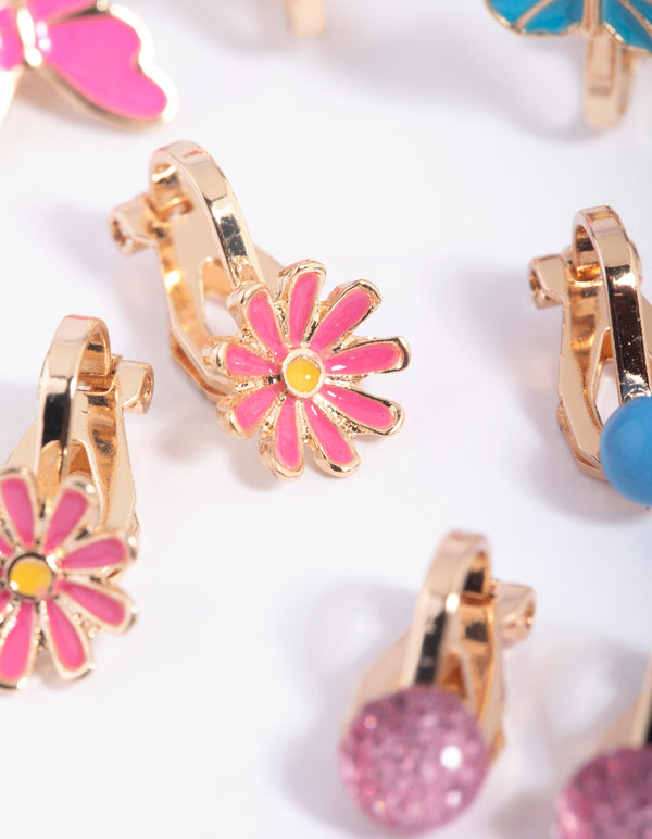 Kids Butterfly Clip On Earrings