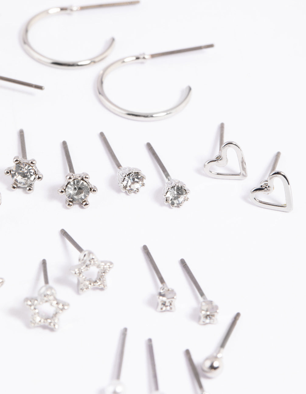 Silver Celestial Heart Stud Earring 12-Pack