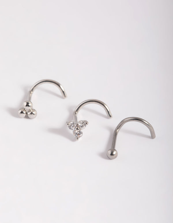 Surgical Steel Cubic Zirconia Nose Stud Pack
