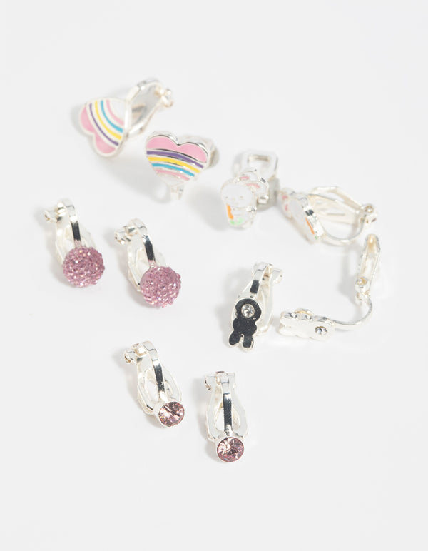 Kids Bunny Love Clip On Earrings