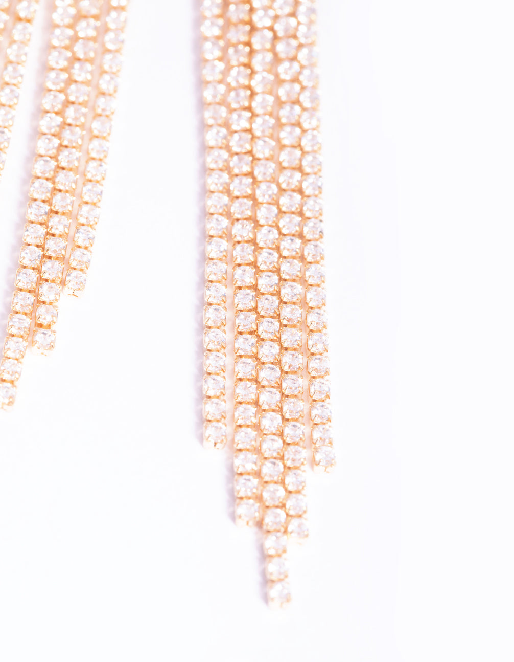 Gold Cubic Zirconia Fringe Drop Earrings