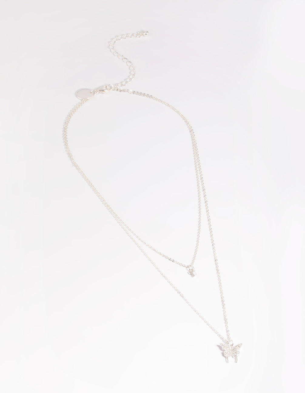 Rhodium Cubic Zirconia Butterfly Necklace