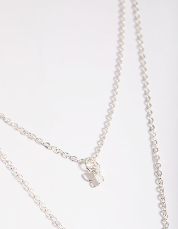 Rhodium Cubic Zirconia Butterfly Necklace