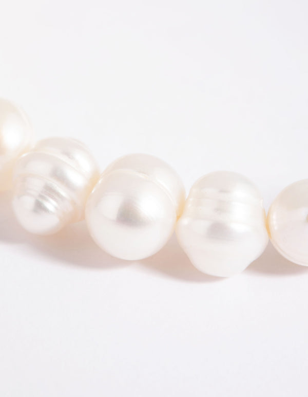 Silver Freshwater Pearl Stretch Bracelet