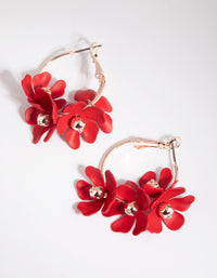 Red Flower Hoop Earrings - link has visual effect only