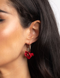 Red Flower Hoop Earrings - link has visual effect only