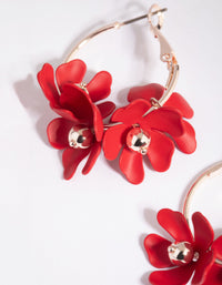 Red Flower Hoop Earrings - link has visual effect only