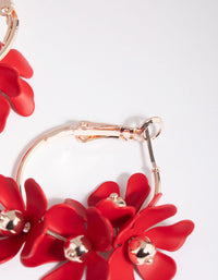 Red Flower Hoop Earrings - link has visual effect only