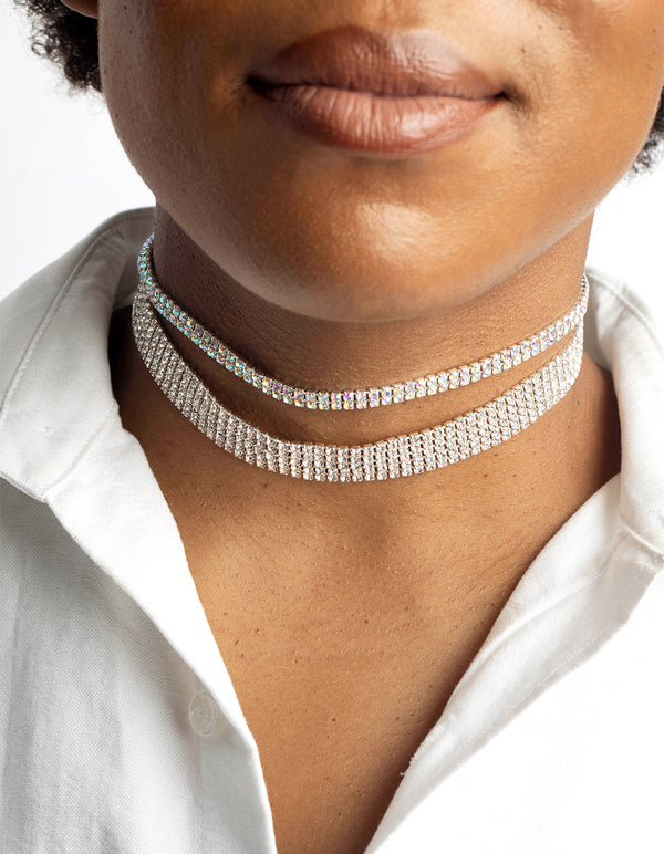 Silver Diamante Choker Pack
