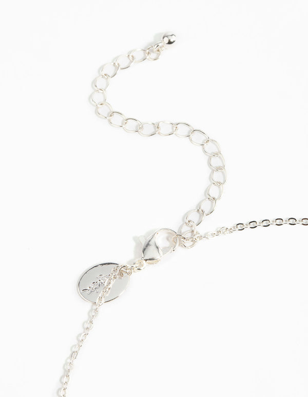 Silver Cubic Zirconia Heart Necklace & Earrings Set