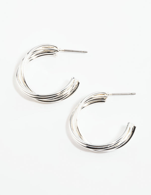 Silver Twisted Hoop Earrings