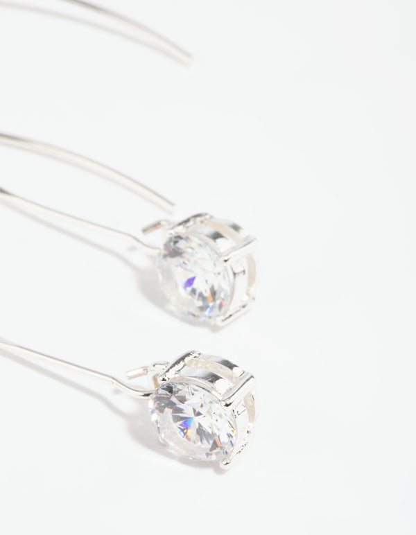 Silver Diamante Thread Through Drop Earrings