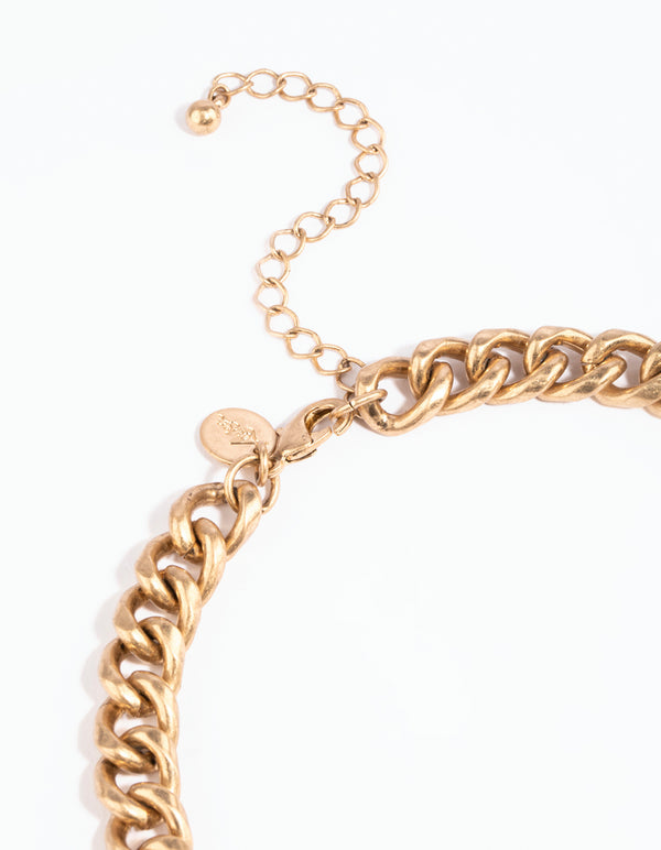 Worn Gold Chunky Chain Necklace