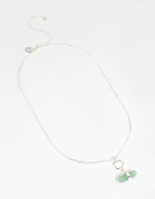 Silver Green Fluorite Shard Necklace