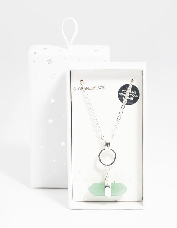 Silver Green Fluorite Shard Necklace