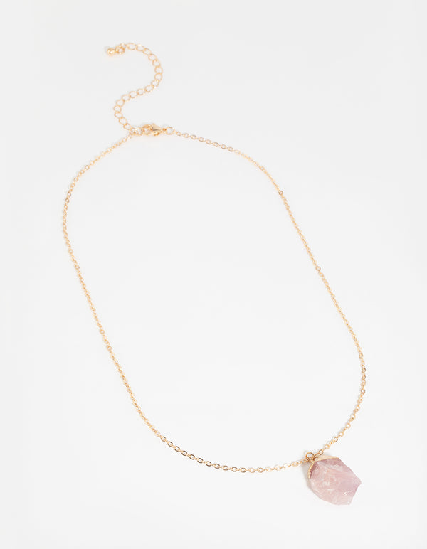 Gold Rose Quartz Necklace