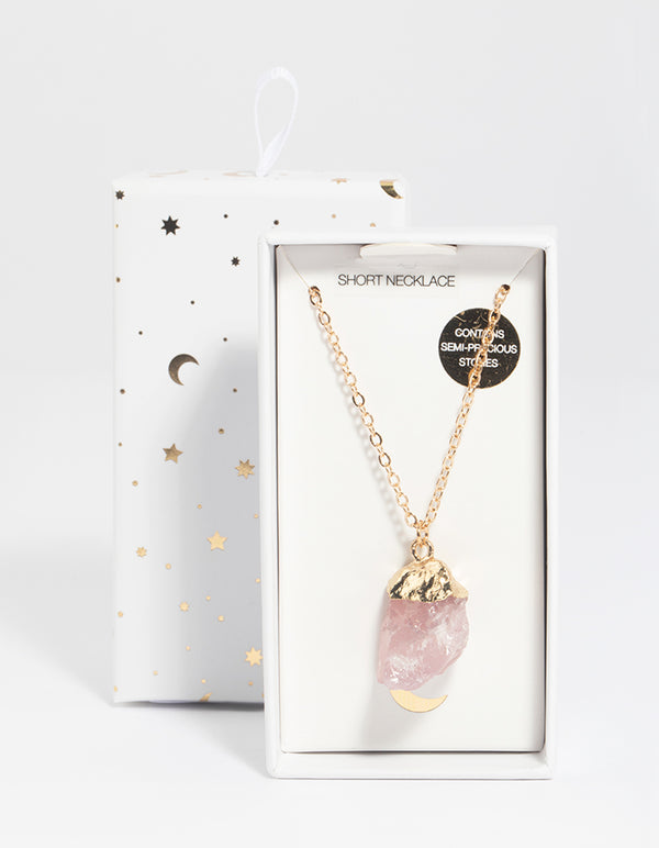 Gold Rose Quartz Necklace