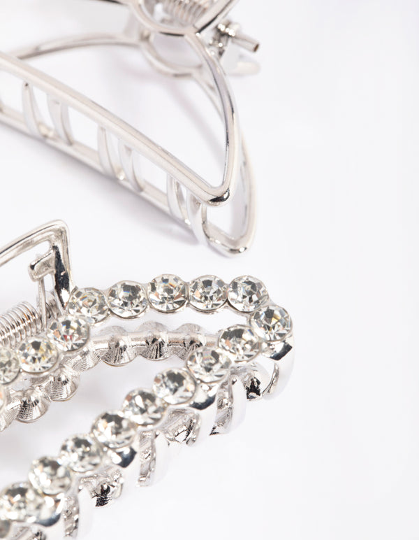 Silver Diamante Claw Set