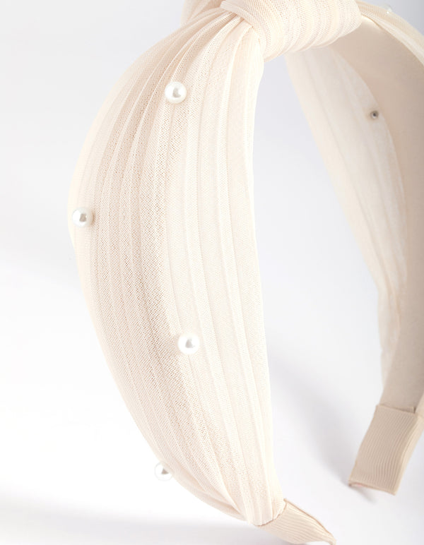 Cream Pearl Knot Headband