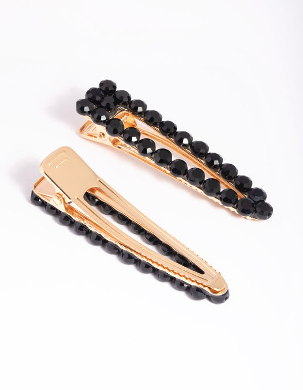 Gold Facet Bead Snap Clips