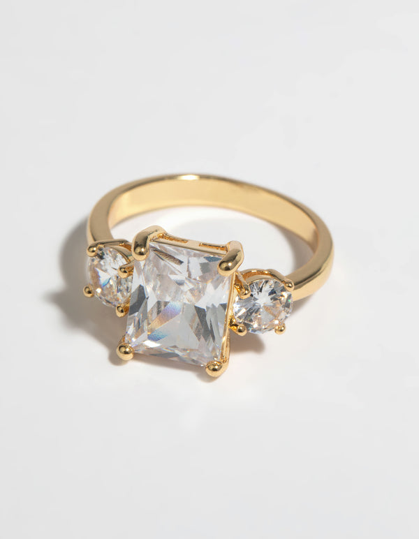 Gold Cubic Zirconia Engagement Ring
