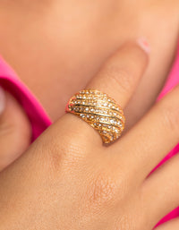 Gold Statement Diamante Ring - link has visual effect only