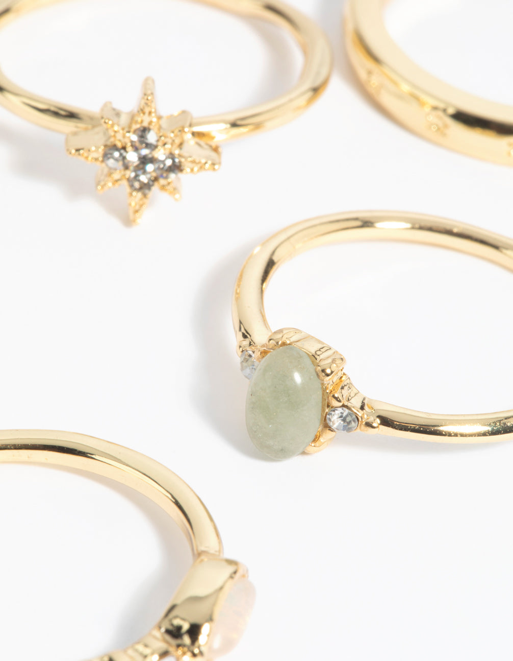 Gold Plated Semi-Precious Stone Ring Pack