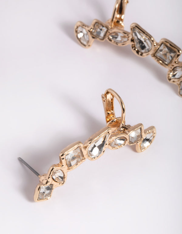Gold Diamante Cascade Cuff Earrings