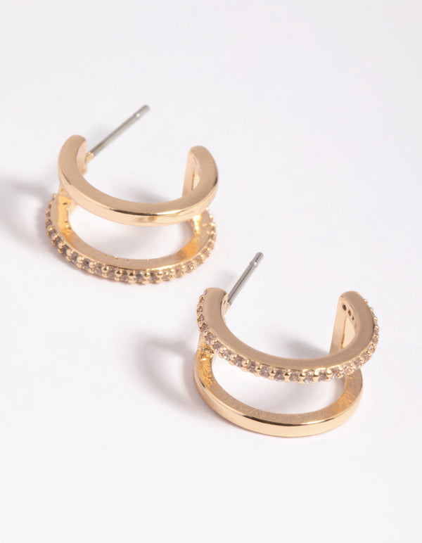 Gold Cubic Zirconia Hoop Earrings